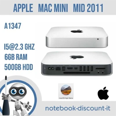Apple Mac Mini A1347 Mid 2011 Cpu i5-2.30Ghz  6gb RAM  500gb HDD osx High Sierra - Immagine 1 di 4