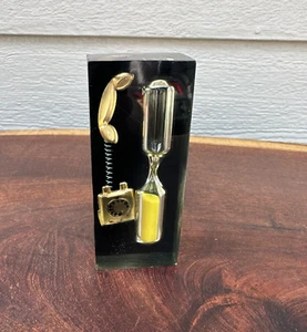 Telefono Vintage Lucite Timer Clessidra con Sabbia Gialla Telefono Rotante Mid-Century - Foto 1 di 8