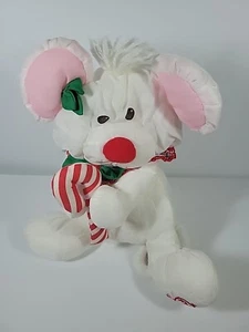 Fisher Price Puffalump White Christmas Mouse with Candy Cane Plush 1987 Stuffed - Picture 1 of 16