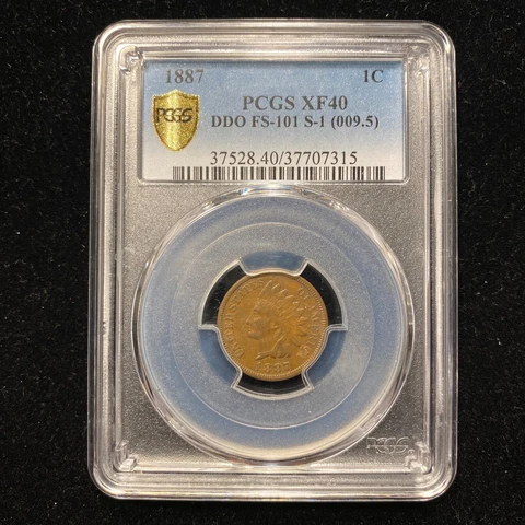1887 US Indian Head Cent 1c PCGS XF40 EF BN FS-101 S-1 DDO Double Die Cover
