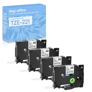 Compatible con Cinta Etiqueta Blanca Brother 4PK TZ221 TZe221 PT-1280SR 3/8" - Imagen 1 de 12