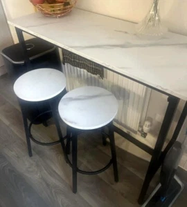 Breakfast Bar Table And Stools Kitchen Dining Room 2 Seater Industrial Furniture - Picture 1 of 6