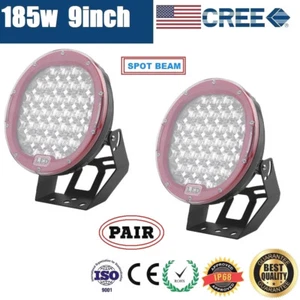 2x 9inch 185W CREE LED DRIVING LIGHT OFF ROAD SPOTLIGHT WORK AUTO LAMP 4WD SUV - Picture 1 of 10