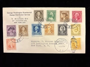 DC WASHINGTON JAN 1, 1932 FDC #704-15 COMPLETE ON SOUREN CC - Picture 1 of 2
