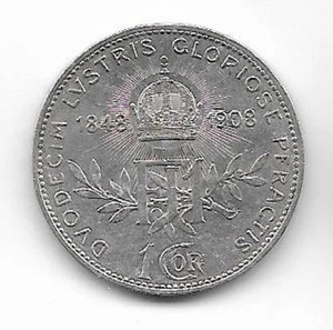 1 Corona 1908 Österreich Franz Joseph , 5 g , 835 Silber Münze , H4/5 - Bild 1 von 2