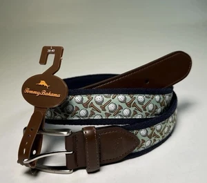 Tommy Bahama Golf Ball Belt Print Canvas Belt Size L 38-40 Navy - Picture 1 of 5