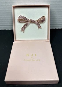 Kenneth Jay Lane KJL Pink Pave Rhinestone Ribbon or Bow Pin Brooch 2.5" QVC - Picture 1 of 4