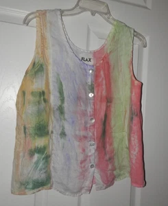 Flax Sloop Jones Hippie Boho Watercolor Tie Dye Cropped Cotton M - Picture 1 of 5