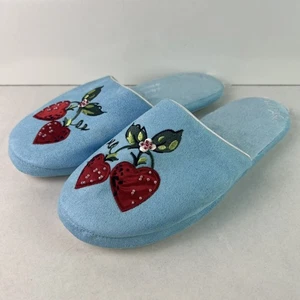 Zapatillas Nick & Nora Flores Fresa Azul Con Bordado Talla Grande 8-9 - Imagen 1 de 10