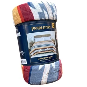 Pendleton Velvety Soft Plush Blanket Queen Saltillo Stripe NEW - Picture 1 of 4