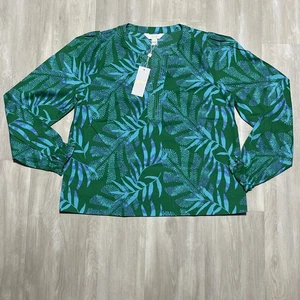 NWT LILLY PULITZER FIDDLE LEAF GREEN COULTER LONG SLEEVE TOP LARGE - Picture 1 of 10