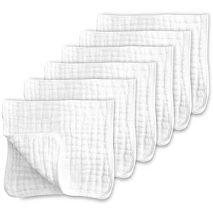 Muslin Burp Cloths for Baby 100% Cotton Large 20''X10'' 6 Layers Thicken Supe... - Picture 1 of 9