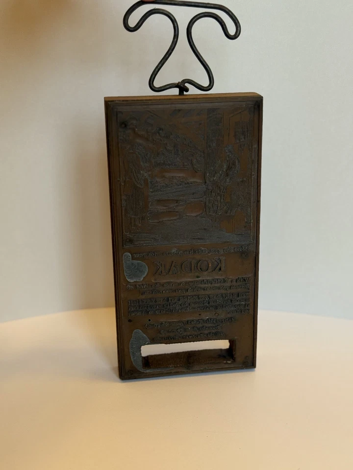 Antique 1922 Eastman Kodak Advertisement Copper  Printing Block - Image 1 of 4