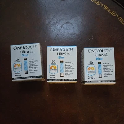  Tiras reactivas OneTouch Ultra para diabéticos - azules, 3 cajas de 50. 150 en total. Foto 1 de 4