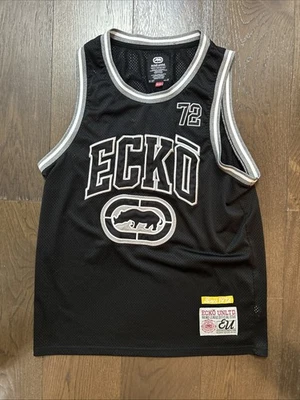 Camiseta deportiva de baloncesto Ecko Unltd negra plateada para hombre talla #72 mediana Foto 1 de 4