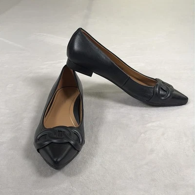 Vionic Arielle Black Leather Ballet Flat Pointed Toe Shoes Size 7.5 Bnfts Chrty - Image 1 of 4