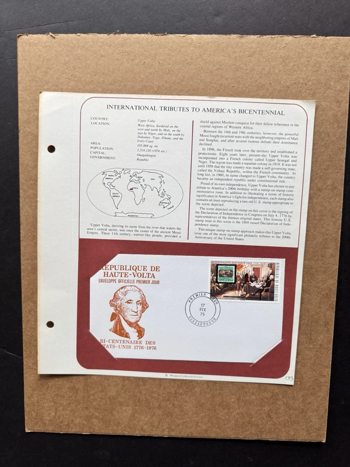 American Bicentennial FDC(C93) +Haute-Volta +Signing Declaration of Independece - Image 1 of 1