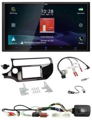 JVC USB Bluetooth 2DIN DAB Lenkrad Autoradio für Kia Rio UB ab 2015 piano schwar - Bild 1 von 4