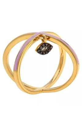 Rarities Sterling Silver Red Diamond & Pink Enamel Evil Eye Charm X Ring Size 8 - Image 1 of 4