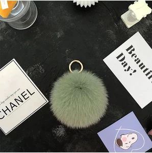 Fluffy Bag Pendant chic Poms Real Fox Fur Keyring Car Keychain Ball Women - Picture 1 of 42