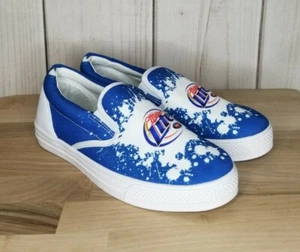 Scarpe slip on Miller Lite blu bianco donna taglia 7,5 nuove senza scatola - Foto 1 di 8