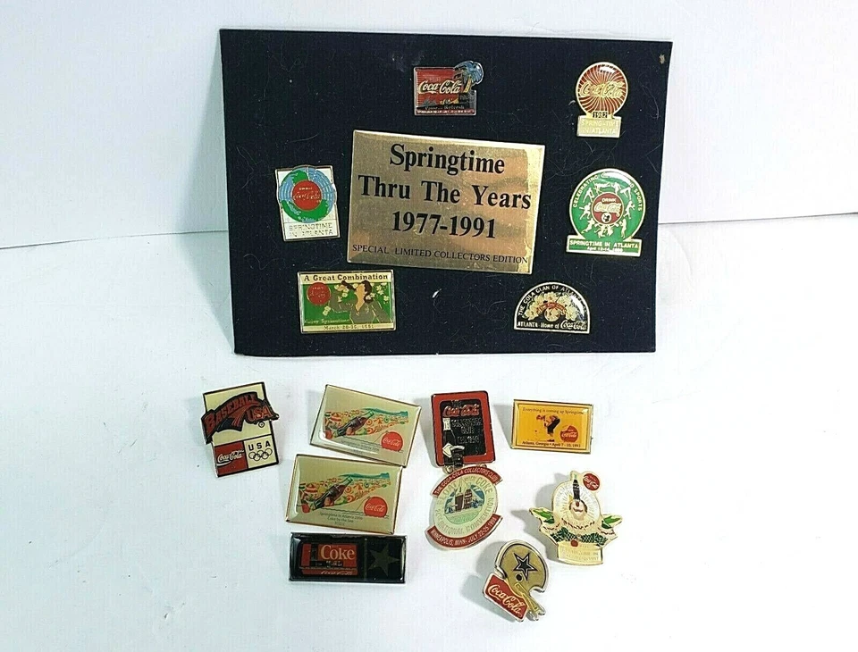 Vintage Coca-Cola 15 Pin Lot w/ Springtime Set 1980's 1990's and More Coke  - Image 1 of 4