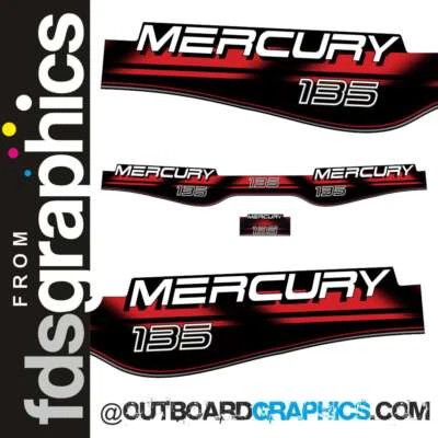Kit de calcomanías/pegatinas fueraborda de dos tiempos Mercury 135 hp