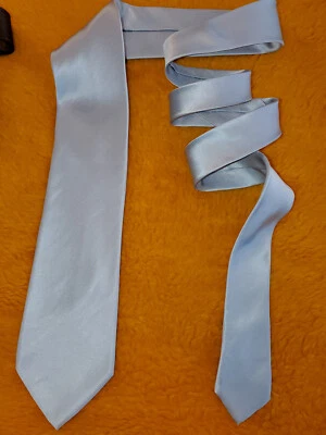 BRIONI ~ CORBATA DE VESTIR DE SEDA ~ AZULADO-PLATA ~ CREPE DE CHINA ~ XL ALTO LARGO ~ 62" Foto 1 de 4