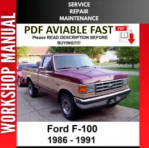 FORD F-100 1986 1987 1988 1989 1990 1991 SERVICE REPAIR WORKSHOP MANUAL - Picture 1 of 1