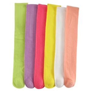 Girl's Solid Candy Color Breathable Over Knee Socks Kid Cotton Thin Stockings - Picture 1 of 9