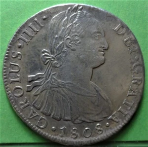 CARLOS IV, 8 Reales, 1808, LIMA -JP - Picture 1 of 2