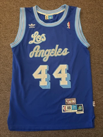 Los Angeles Jerry West #44 Blue Adidas Jersey Size XS Cover