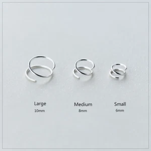 1 paio orecchino rotondo VERO S925 argento sterling cerchio cartilagine traforato - Foto 1 di 8