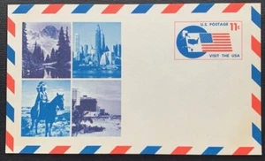 1966 UNITED STATES AIRMAIL POSTAL CARD #UXC5 VISIT THE USA 11 CENTS UNUSED EX - Picture 1 of 2
