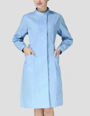 New Women Nurse Dress Doctor Beautician Lab Long Coat Stand Collar Work Clothes  - Image 1 of 4