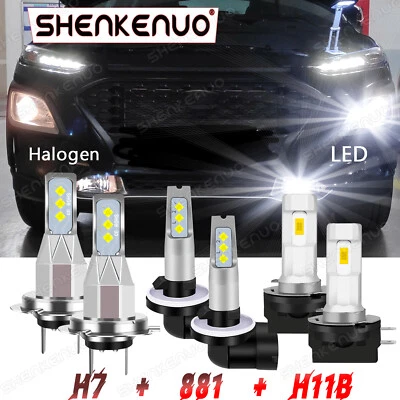 For Hyundai Elantra 2007-2010 6X Combo LED Headlight Hi/Low Beam Fog Lights Bulb - Image 1 of 4