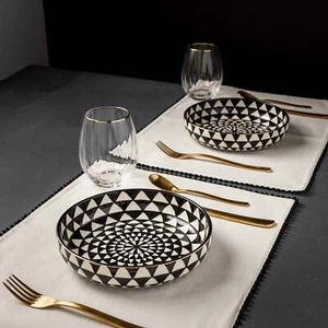 Thyme & Table Medallion Collection, 4 Pack Stoneware Low Bowls - Picture 1 of 13