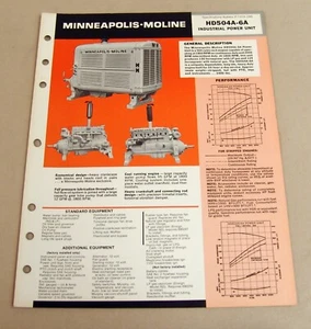Vintage Minneapolis-Moline HD504A-6 Power Unit Advertising Brochure - Ca 1960's! - Picture 1 of 2