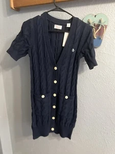 Original Penguin Womens Sweater Dress Blue Button Up Size Small - Picture 1 of 9
