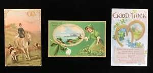 3 - Cartoline d'epoca 1- giorno di San Patrizio e 2-ferro di cavallo oro-Buona fortuna - Foto 1 di 5