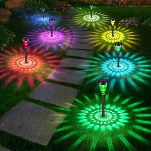 12 Pack Color Changing Solar Pathway Lights Waterproof Garden Walkway Lights - Picture 1 of 8