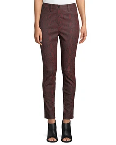 A.L.C. $ 1295 NEU Turner Schlangenmuster Leder hohe Leibhöhe Skinny Hose Jeans 0 2 Neu mit Etikett - Bild 1 von 19