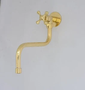 Grifo de montaje en pared de latón sin lacar, grifo de llenado de olla de latón con cuello giratorio - Imagen 1 de 8
