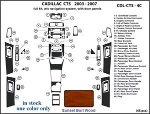 fits Cadillac CTS 03 04 05 06 07 dashboard trim kit sunset burl wood - Bild 1 von 3
