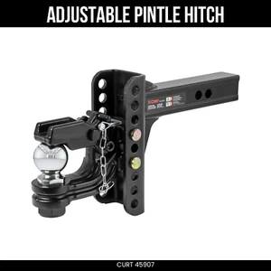 CURT Adjustable Pintle Hitch, 6 Inch Drop, 2-5/16 Ball, 2 Receiver, 13K lbs - Picture 1 of 1