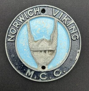 NORWICH VIKING MOTORCYCLE CLUB MCC NORFOLK VINTAGE CAR BADGE EMBLEM INSIGNIA - Picture 1 of 9