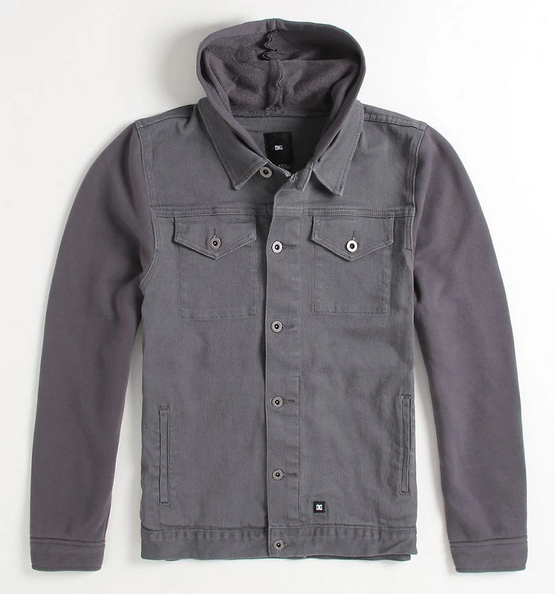 DC Shoes Transmission Mens Gray Denim Fleece Hooded Jacket Coat New NWT - Image 1 of 1