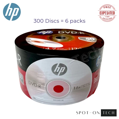 300 HP DVD DVD-R Logo Disc 16X Blank media 4.7GB/120Min 6pk of 50 -SAME DAY SHIP - Image 1 of 4