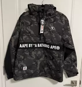 AAPE by A Bathing Ape Adult Camo Half Zip Rain Jacket - Men M/Women L - MRSP$420 - Picture 1 of 12
