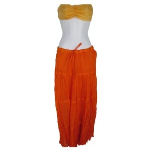 Skirt | 4 Panel | Voile Fine Cotton | Coverup | Handmade | Drawstring |Tangerine - Picture 1 of 3